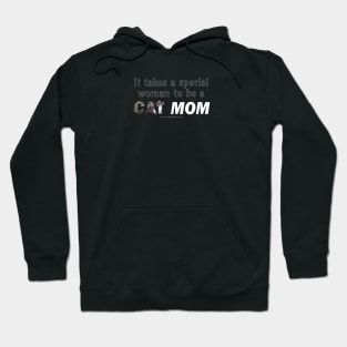 It takes a special woman to be a cat mom - grey and white cat oil painting word art Hoodie